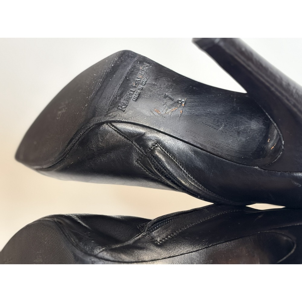 Ralph Lauren Collection Kelsey Boots 7B Black Leather Pointed Toe Stiletto Italy - Picture 10 of 10